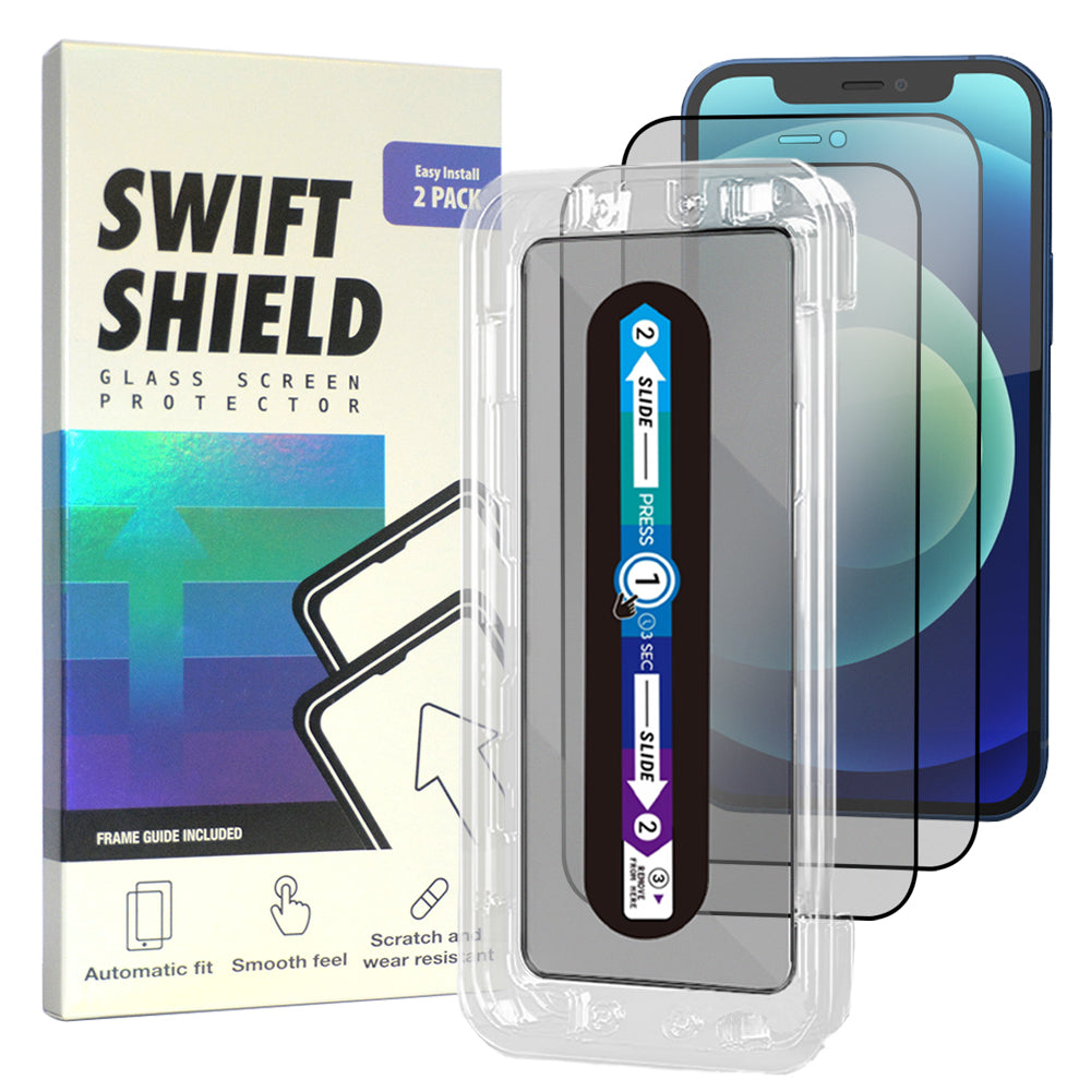iPhone 12 Tempered Glass Screen Protector [2-Pack] with Easy Alignment Frame – Matte Anti-Glare, Premium by SwiftShield