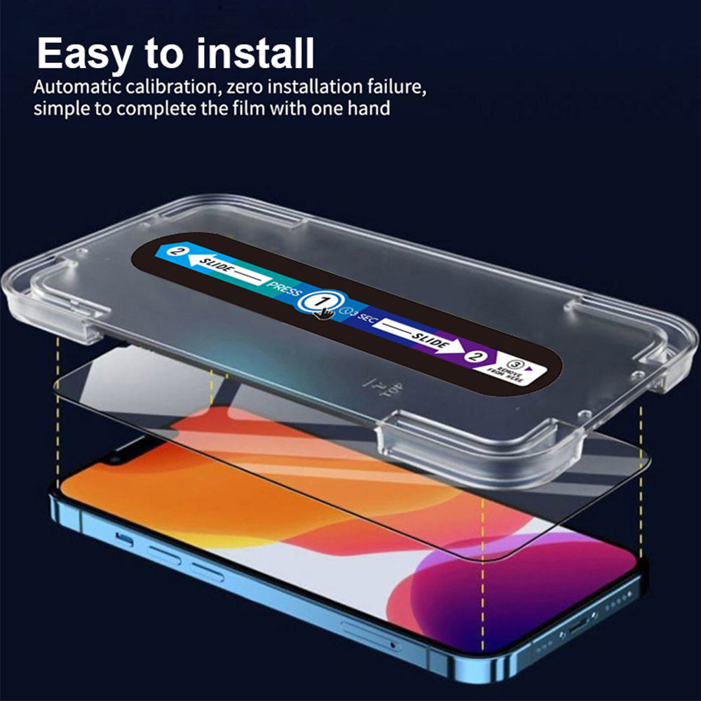 iPhone 14 Plus Tempered Glass Screen Protector [2-Pack] with Easy Alignment Frame – Privacy, Premium by SwiftShield