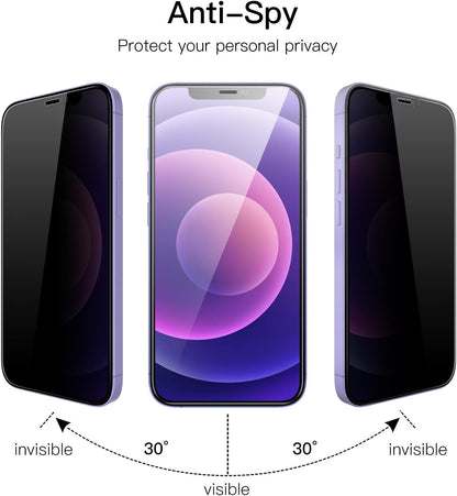 iPhone 12 Tempered Glass Screen Protector [2-Pack] with Easy Alignment Frame – Privacy, Premium by SwiftShield