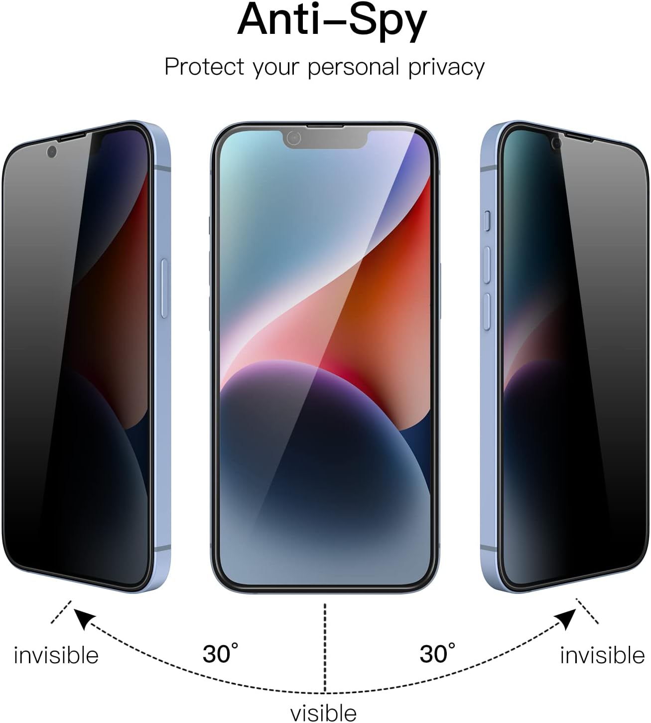 iPhone 14 Plus Tempered Glass Screen Protector [2-Pack] with Easy Alignment Frame – Privacy, Premium by SwiftShield