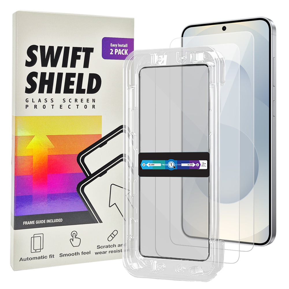 Samsung Galaxy S25 Plus Tempered Glass Screen Protector [2-Pack] with Easy Alignment Frame – Clear, Premium by SwiftShield